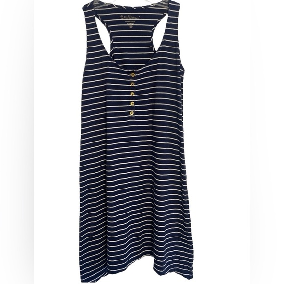 Lilly Pulitzer Dress Jennalyn Swing True Navy Palm Stripe Size XS - Picture 9 of 13